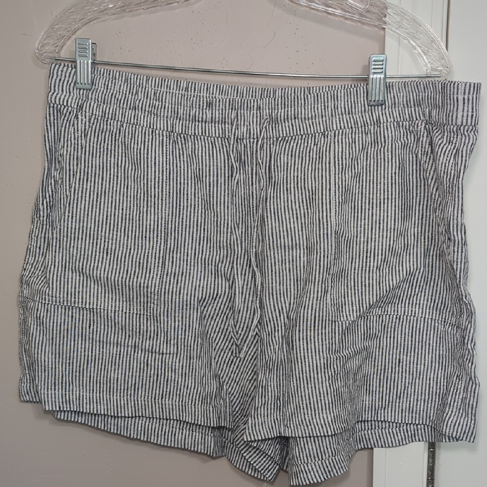 Striped J Crew Factory Linen Blend Shorts, M